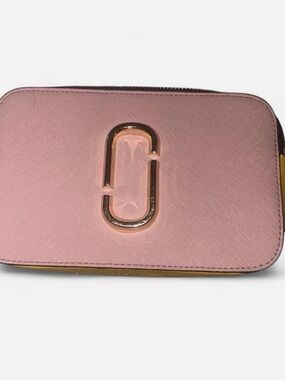 Marc Jacobs Rose Pink Saffiano Mini Camera Bag with Gold Logo
